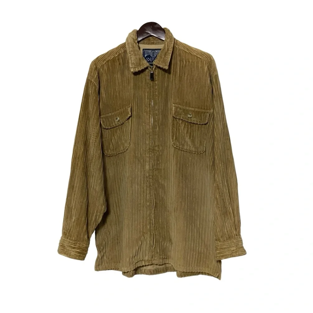 Vintage Mocha Corduroy Zip Up Shacket Oversized Baggy Jacket Streetwear XL